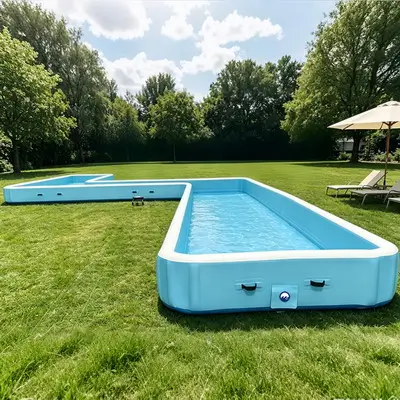 L-shaped drop stitch swimming pool