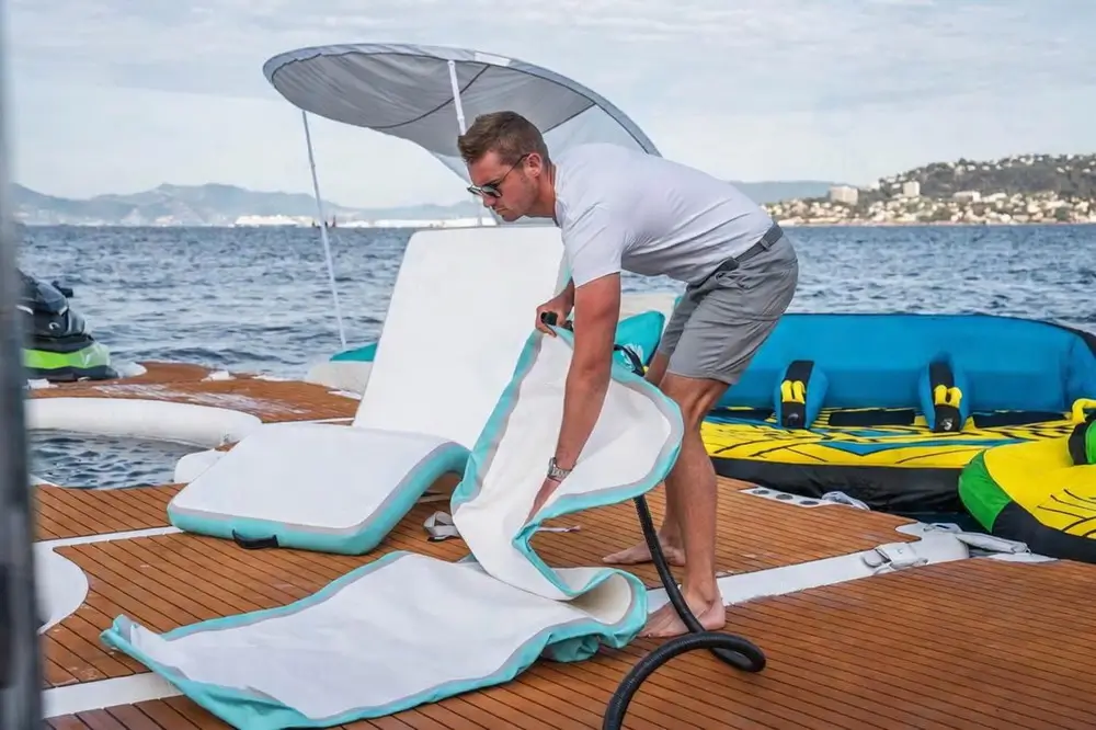 Inflatable Lounge Chair with Custom Logo Cover - Easy Setup Luxury Lounger