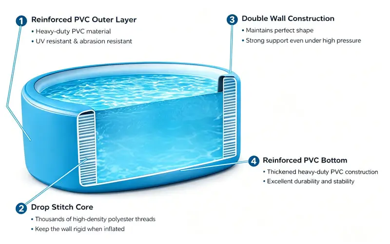 drop stitch pool PVC material cross section
