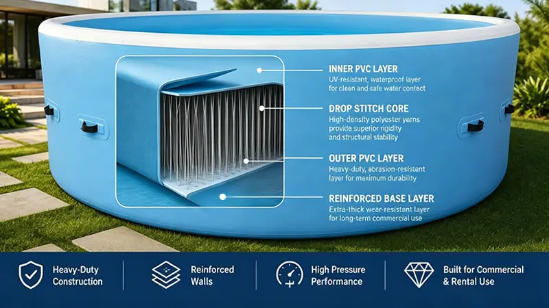 Drop stitch pool market PVC wall construction diagram for heavy-duty portable commercial pools